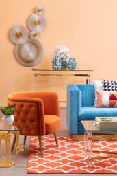 Orsina Modern Grey & White Hand Tufted Rug, Wool & Cotton Blend Soft Decorative Floor Rug, Circle Line Pattern Rug in Orange - Size: 120 cm x 180 cm - thumbnail 3