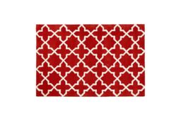 Orsina Modern Grey & White Hand Tufted Rug, Wool & Cotton Blend Soft Decorative Floor Rug, Circle Line Pattern Rug in Orange - Size: 120 cm x 180 cm - thumbnail 1