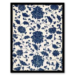 Artery8 Owen Jones Elegant Blue Flower Textile Motif Framed Wall Art Print - Size: A4 - thumbnail 1