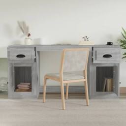 Berkfield Home Desk with Cabinet Grey Sonoma Engineered Wood - thumbnail 3