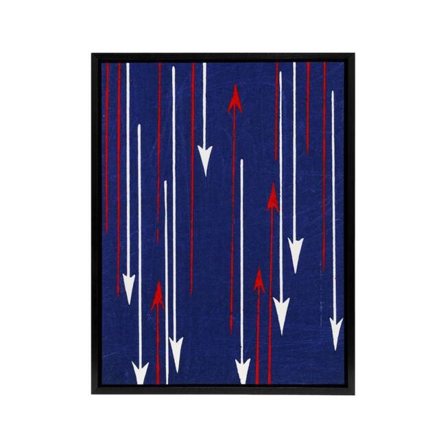 "Artery8 Red Blue Arrows Textile Pattern Framed Canvas Wall Art Print Korin - Size: W12"" x H16""" - image 1