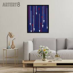 "Artery8 Red Blue Arrows Textile Pattern Framed Canvas Wall Art Print Korin - Size: W12"" x H16""" - thumbnail 3