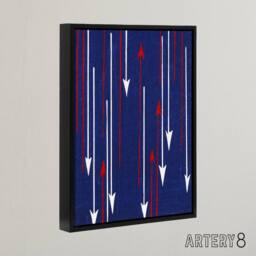 "Artery8 Red Blue Arrows Textile Pattern Framed Canvas Wall Art Print Korin - Size: W12"" x H16""" - thumbnail 2