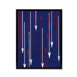 "Artery8 Red Blue Arrows Textile Pattern Framed Canvas Wall Art Print Korin - Size: W12"" x H16""" - thumbnail 1
