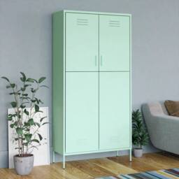 Berkfield Home Wardrobe Mint 90x50x180 cm Steel in Green - Size: 90 x 50 x 180 cm - thumbnail 2