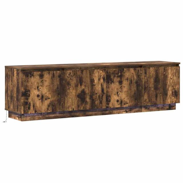 Berkfield Home TV Cabinet with LED Smoky Oak 180x38x49 cm Engineered Wood in Brown - Size: 180 x 38 x 49 cm - image 1