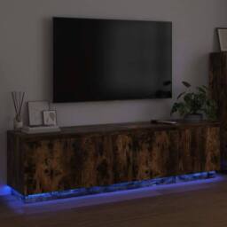 Berkfield Home TV Cabinet with LED Smoky Oak 180x38x49 cm Engineered Wood in Brown - Size: 180 x 38 x 49 cm - thumbnail 5