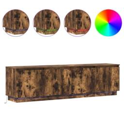 Berkfield Home TV Cabinet with LED Smoky Oak 180x38x49 cm Engineered Wood in Brown - Size: 180 x 38 x 49 cm - thumbnail 4