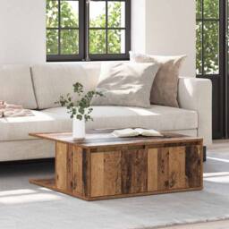 Berkfield Home Modern Coffee Table Old wood 80 x 80 x 31 cm Engineered wood in Brown - thumbnail 4