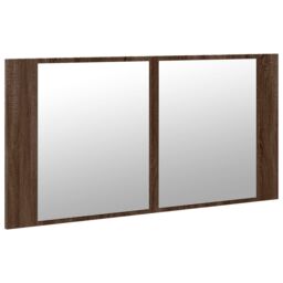 Berkfield Home LED Bathroom Mirror Cabinet Brown Oak 90x12x45 cm Acrylic - Size: 90 x 12 x 45 cm - thumbnail 6