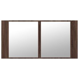 Berkfield Home LED Bathroom Mirror Cabinet Brown Oak 90x12x45 cm Acrylic - Size: 90 x 12 x 45 cm - thumbnail 7