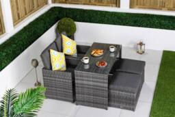 Thats Furniture Cube Rattan Bistro Table & Chairs Set 2 - 4 Seater in Grey - thumbnail 1