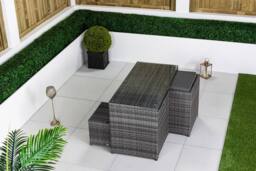 Thats Furniture Cube Rattan Bistro Table & Chairs Set 2 - 4 Seater in Grey - thumbnail 6