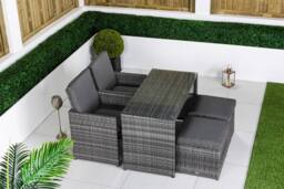 Thats Furniture Cube Rattan Bistro Table & Chairs Set 2 - 4 Seater in Grey - thumbnail 3
