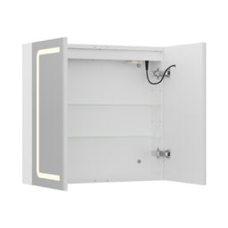 Living and Home Double-Door Bathroom Mirror Cabinet with LED Lighting in Silver - thumbnail 8