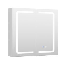 Living and Home Double-Door Bathroom Mirror Cabinet with LED Lighting in Silver - thumbnail 5