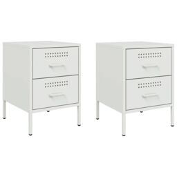 Berkfield Home Bedside Cabinets 2 pcs White 36x39x50.5 cm Steel - thumbnail 2