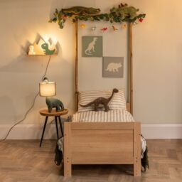 ValueLights Kids Green & Grey Dinosaur Design Plug in Wall Light with Shelf - thumbnail 5