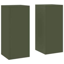 Berkfield Home Outdoor Plant Stands Pillar 2 pcs Olive Green 24x24x55 cm Steel - Size: 24 x 24 x 55 cm - thumbnail 3