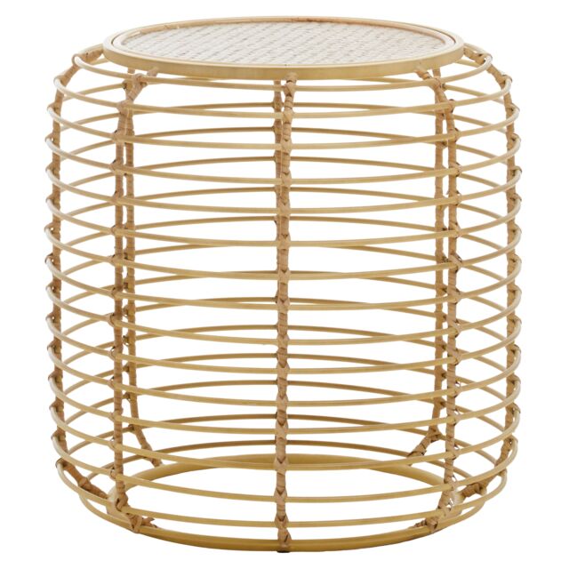 Orsina Rattan Round Side Table, Modern Meets Rustic Charm Side Table for Drawing Room, Living Room Rattan Table in Brown - image 1