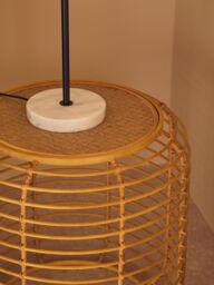Orsina Rattan Round Side Table, Modern Meets Rustic Charm Side Table for Drawing Room, Living Room Rattan Table in Brown - thumbnail 2