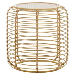 Orsina Rattan Round Side Table, Modern Meets Rustic Charm Side Table for Drawing Room, Living Room Rattan Table in Brown