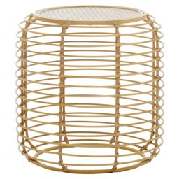 Orsina Rattan Round Side Table, Modern Meets Rustic Charm Side Table for Drawing Room, Living Room Rattan Table in Brown - thumbnail 4