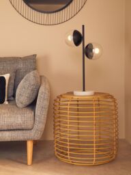 Orsina Rattan Round Side Table, Modern Meets Rustic Charm Side Table for Drawing Room, Living Room Rattan Table in Brown - thumbnail 3