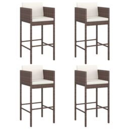 Berkfield Home 5 Piece Garden Bar Set with Cushions Brown Poly Rattan - thumbnail 3