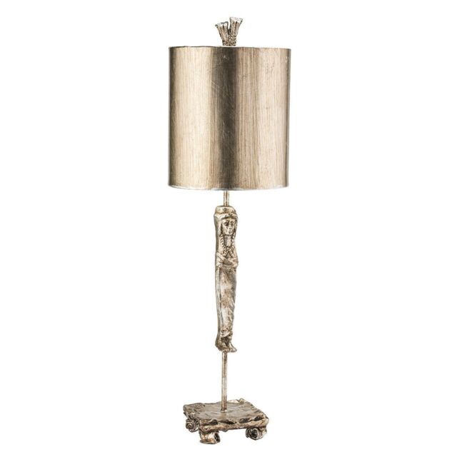 Loops Table Lamp Stacked Base Swivel Feet Sculpted Metal Stem Aged Silver LED E27 60W in Metallics - image 1