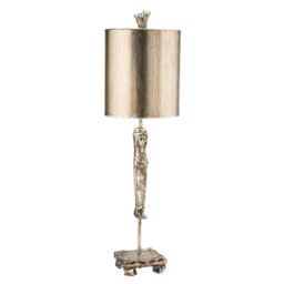 Loops Table Lamp Stacked Base Swivel Feet Sculpted Metal Stem Aged Silver LED E27 60W in Metallics - thumbnail 1