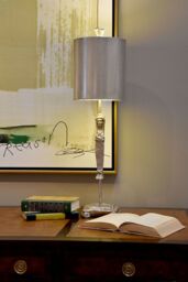 Loops Table Lamp Stacked Base Swivel Feet Sculpted Metal Stem Aged Silver LED E27 60W in Metallics - thumbnail 3