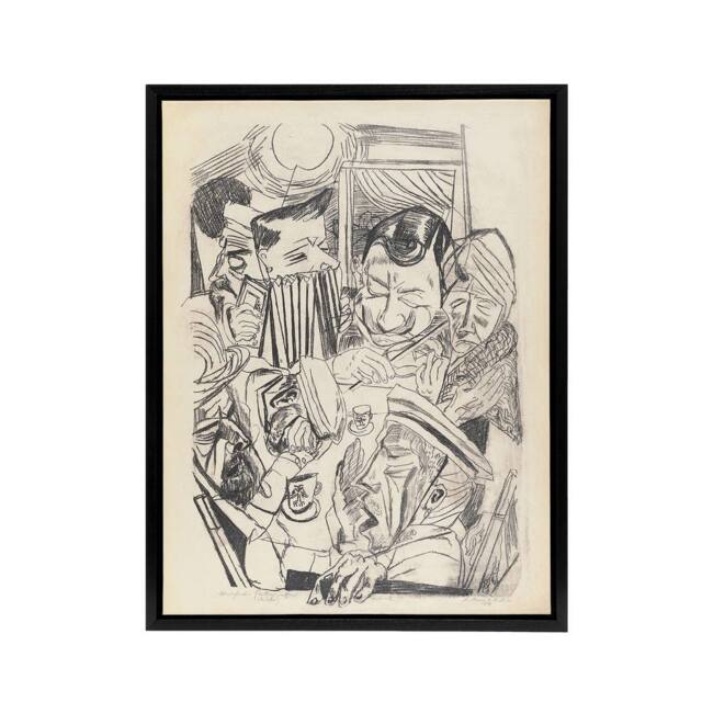 "Artery8 The Patriotic Song Pencil Drawing Beckmann Black Framed Canvas Art in Beige - Size: W12"" x H16""" - image 1