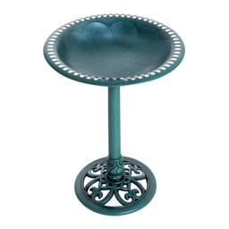 OUTSUNNY 50cm Outdoor Pedestal Bird Bath Garden Decor Drinking Feeder Planter Green - thumbnail 2