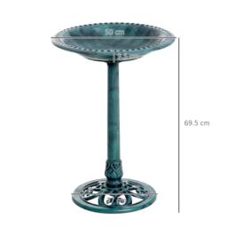 OUTSUNNY 50cm Outdoor Pedestal Bird Bath Garden Decor Drinking Feeder Planter Green - thumbnail 3