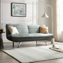 Home Detail Michigan Fabric Sofa Bed Duo Contrast Fabric With Chrome Legs in Light Grey - thumbnail 1