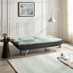 Home Detail Michigan Fabric Sofa Bed Duo Contrast Fabric With Chrome Legs in Light Grey - thumbnail 2