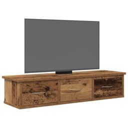 Berkfield Home Wall Cabinet Old Wood 88x26x18.5 cm Engineered Wood in Brown - thumbnail 3