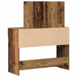 Berkfield Home Stunning Dressing Table with LED Old Wood 100x40x120 cm in Brown - Size: 100 x 40 x 120 cm - thumbnail 7