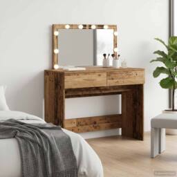 Berkfield Home Stunning Dressing Table with LED Old Wood 100x40x120 cm in Brown - Size: 100 x 40 x 120 cm - thumbnail 2