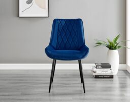 FurnitureboxUK Leonardo Grey Glass Marble Effect Black Leg Table & 4 Pesaro Black Leg Chairs in Navy - thumbnail 5