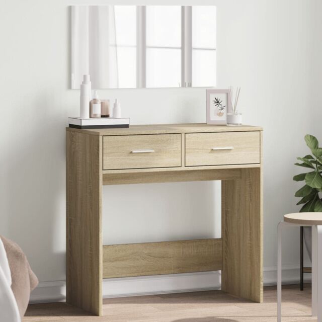 Berkfield Home Dressing Table with Mirror Sonoma Oak 80x39x80 cm in Brown - Size: 80 x 39 x 80 cm - image 1
