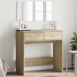 Berkfield Home Dressing Table with Mirror Sonoma Oak 80x39x80 cm in Brown - Size: 80 x 39 x 80 cm