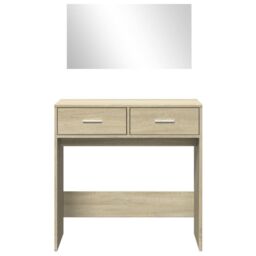 Berkfield Home Dressing Table with Mirror Sonoma Oak 80x39x80 cm in Brown - Size: 80 x 39 x 80 cm - thumbnail 5
