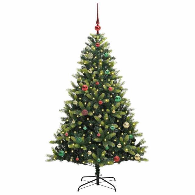 Berkfield Home Realistic Artificial Hinged Christmas Tree 150 LEDs Green 150 cm - image 1