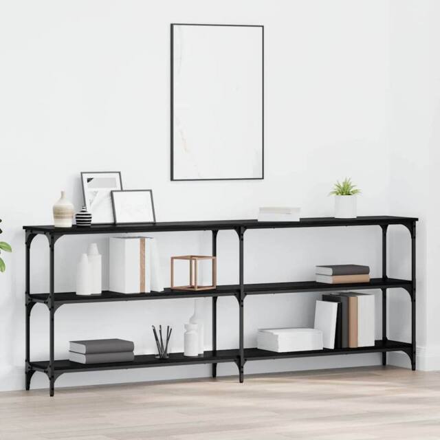 Berkfield Home Console Table Black Oak 200x29x75 cm Engineered Wood - Size: 200 x 29 x 75 cm - image 1