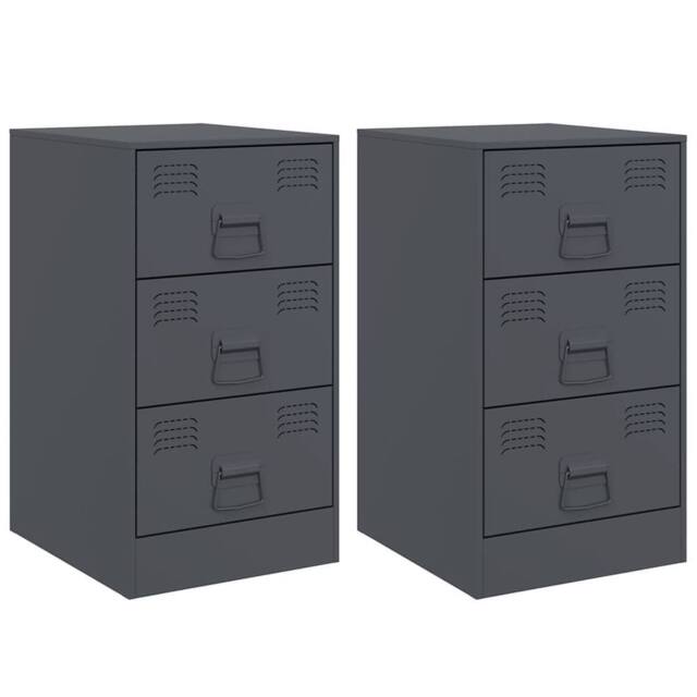 Berkfield Home Bedside Cabinets 2 pcs Anthracite 34.5x39x62 cm Steel in Charcoal - image 1