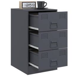 Berkfield Home Bedside Cabinets 2 pcs Anthracite 34.5x39x62 cm Steel in Charcoal - thumbnail 4