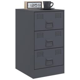 Berkfield Home Bedside Cabinets 2 pcs Anthracite 34.5x39x62 cm Steel in Charcoal - thumbnail 3