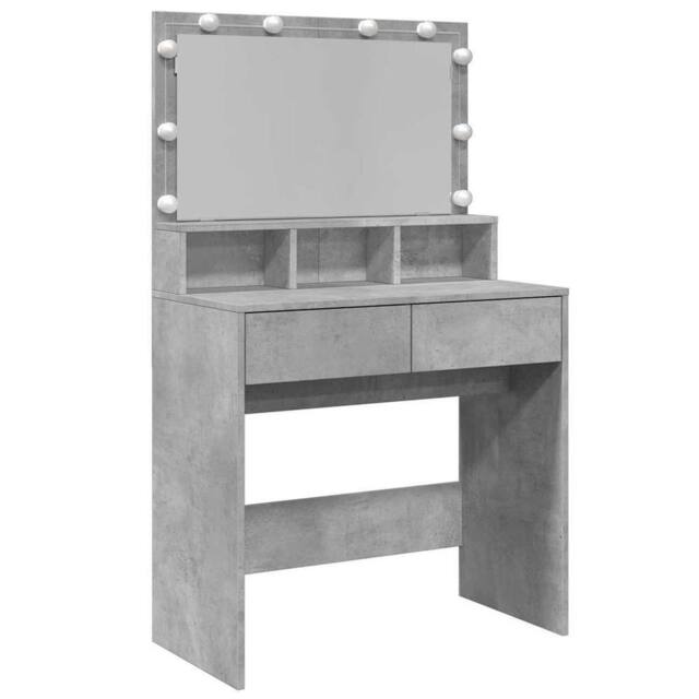 Berkfield Home Dressing Table with LED Concrete Grey 80x41x134.5 cm - image 1
